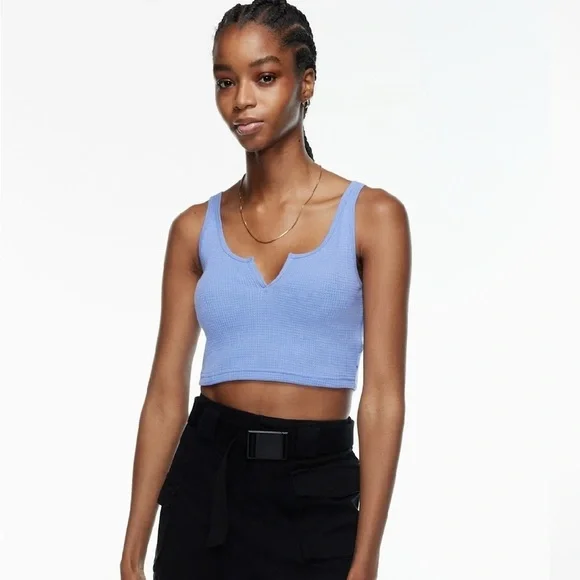 BNWT Aritzia Tna Waffle Notch Crop Tank, Petal Purple, Size Large - Picture 6 of 8